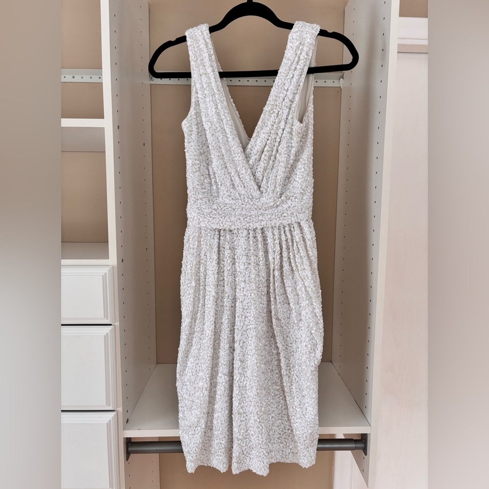 White Sequin Party Dress